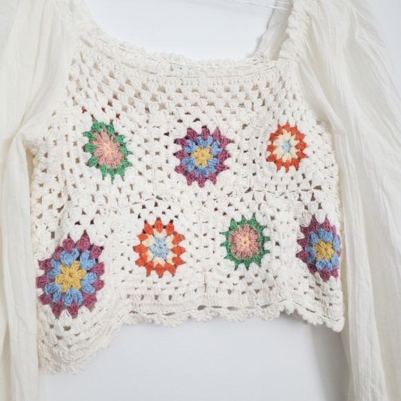 Aerie Crochet Cotton Crop Top Size Large - Picture 2 of 6